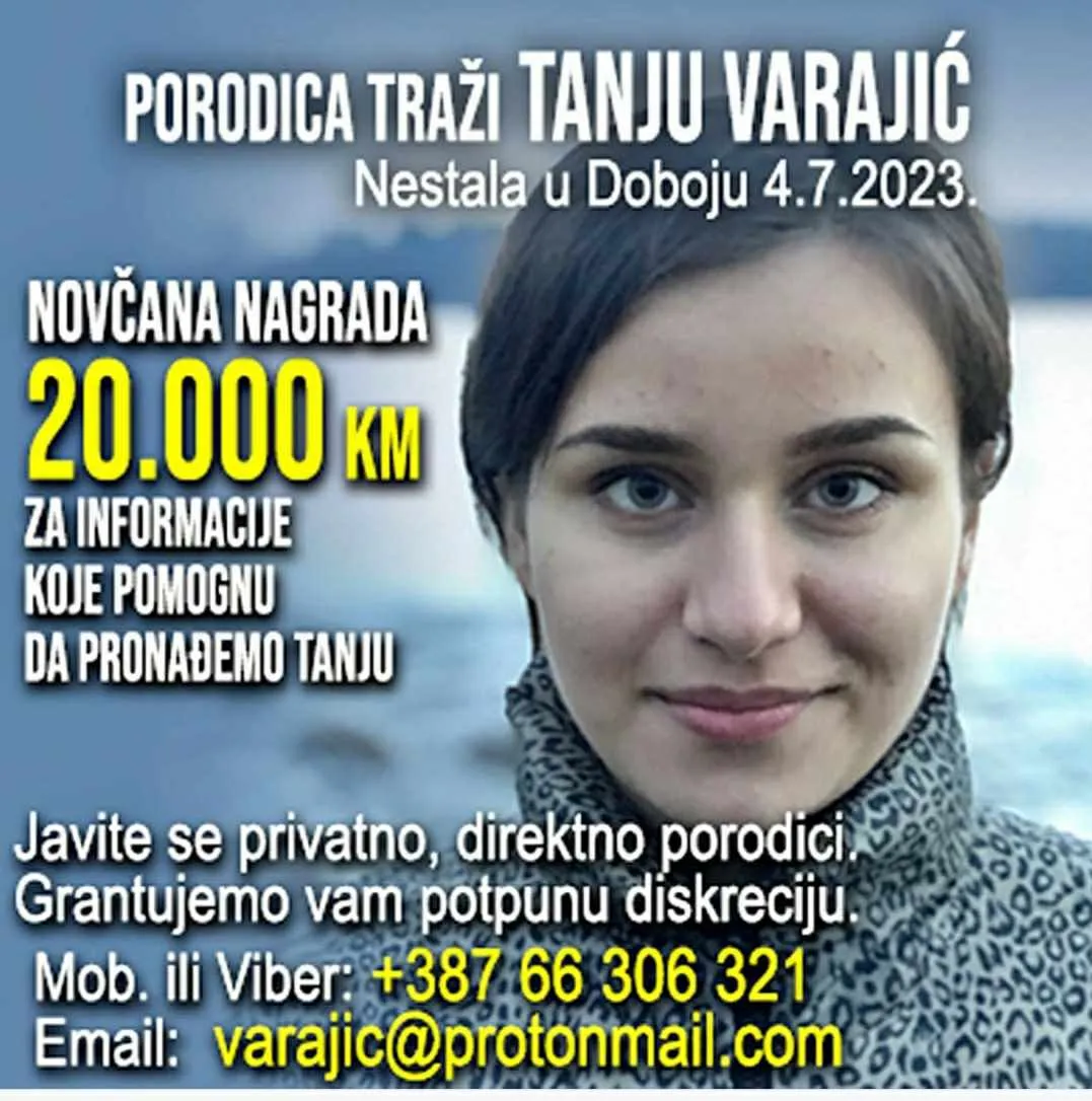 Misterija nestanka Tanje Varajić iz Doboja: Porodica nudi 20.000 KM nagrade za informaciju koja će pomoći u potrazi!